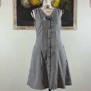 Gumac White Black Gingham Sleeveless Bow Dress Size Medium